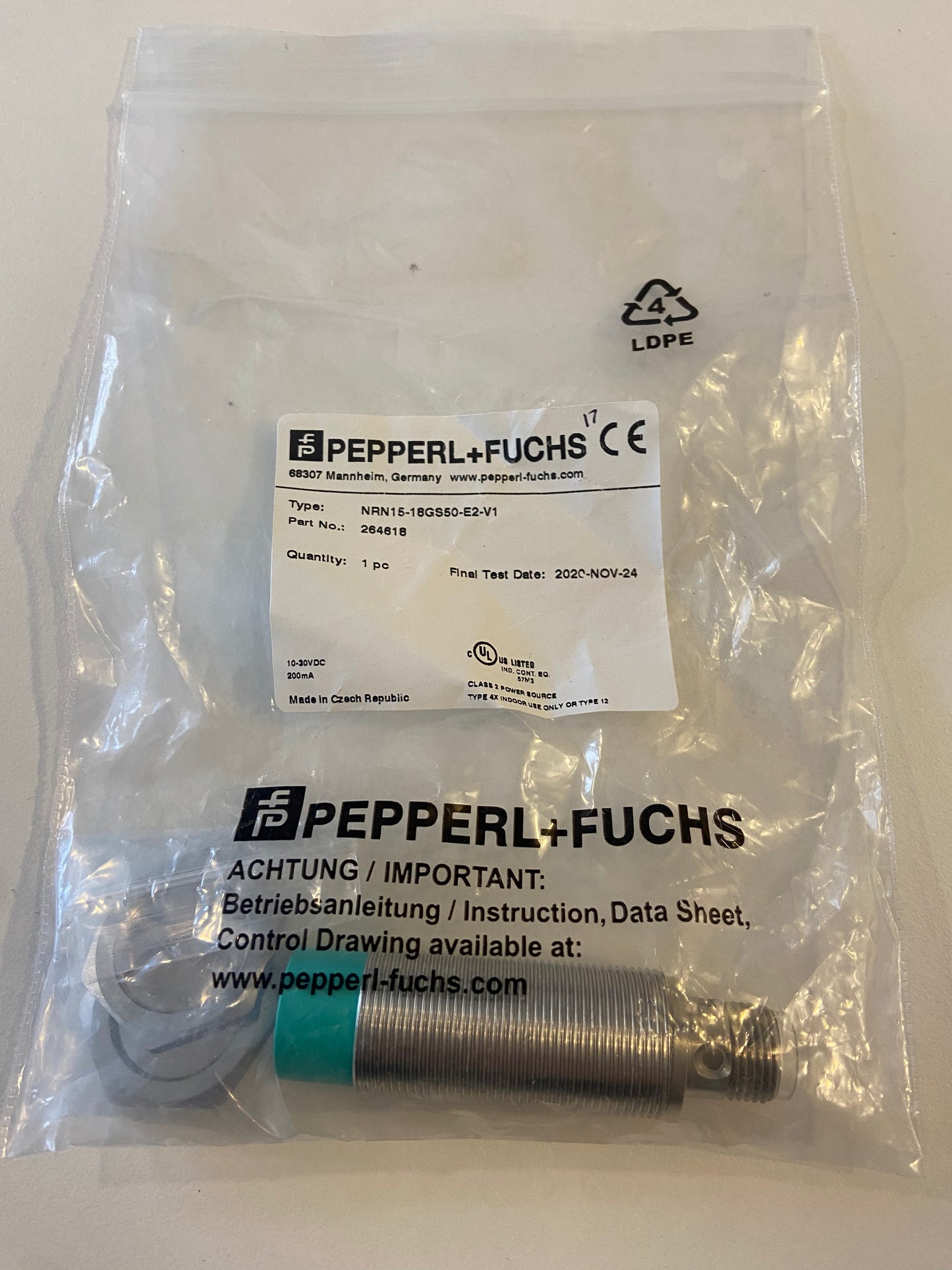 Pepperl & Fuchs NRN15-18GS50-E2-V1 INDUCTIVE SENSOR